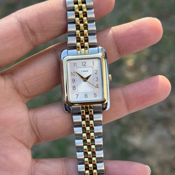 Timex Silver and Gold Rectangular Women's Addison 25mm Watch - Picture 5 of 10